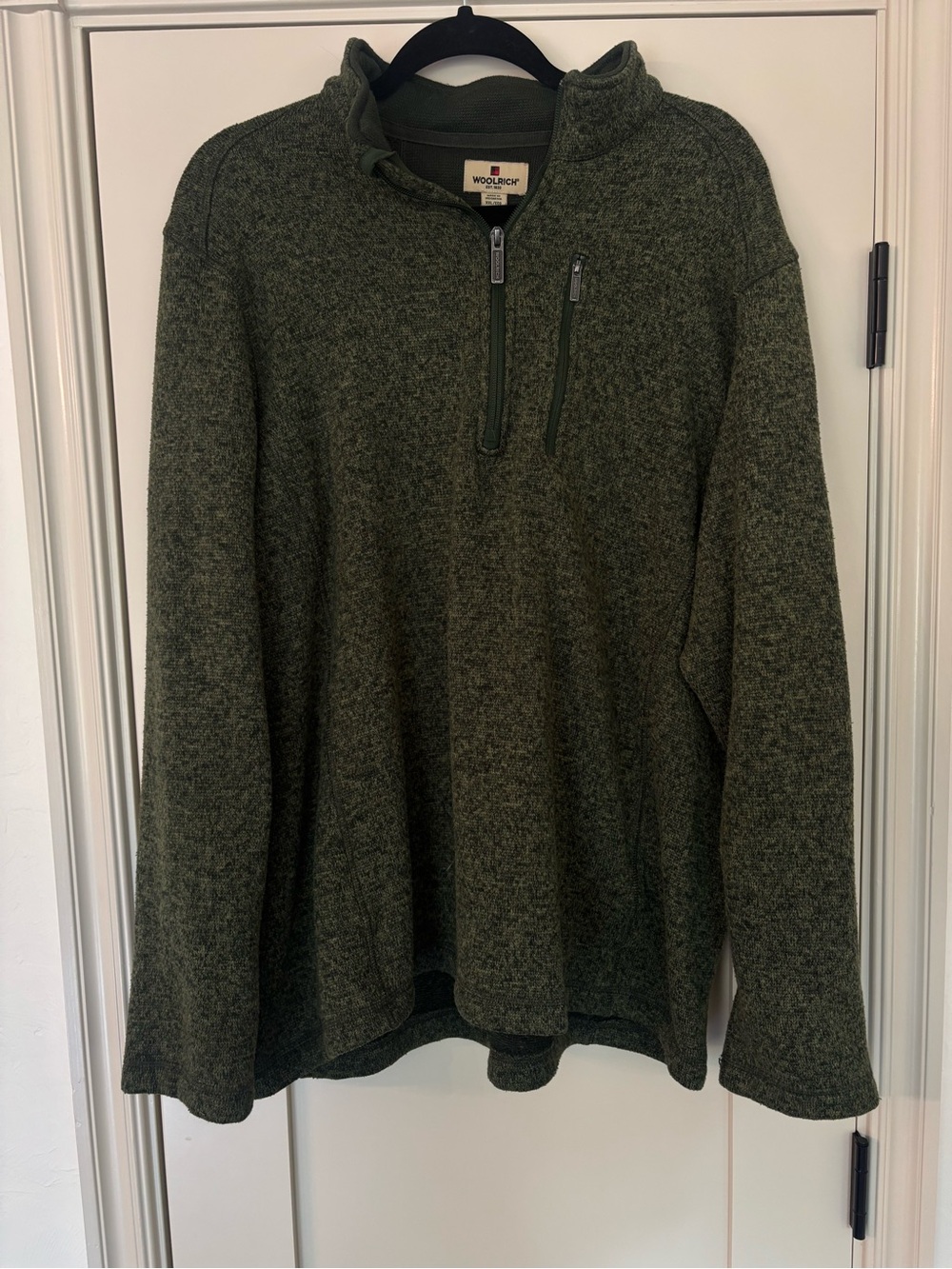 Woolrich Hunter Green Quarter Zip Fleece Pullover Sweater Mens Size XXL
